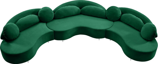 Vivacious Velvet / Engineered Wood / Metal / Foam Contemporary Green Velvet 3pc. Sectional (3 Boxes) - 169" W x 60" D x 30.5" H