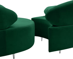 Vivacious Velvet / Engineered Wood / Metal / Foam Contemporary Green Velvet 3pc. Sectional (3 Boxes) - 169" W x 60" D x 30.5" H