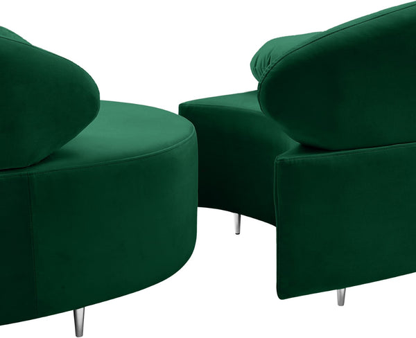 Vivacious Velvet / Engineered Wood / Metal / Foam Contemporary Green Velvet 3pc. Sectional (3 Boxes) - 169" W x 60" D x 30.5" H