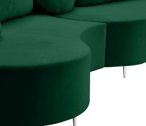 Vivacious Velvet / Engineered Wood / Metal / Foam Contemporary Green Velvet 3pc. Sectional (3 Boxes) - 169" W x 60" D x 30.5" H