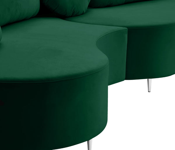 Vivacious Velvet / Engineered Wood / Metal / Foam Contemporary Green Velvet 3pc. Sectional (3 Boxes) - 169" W x 60" D x 30.5" H