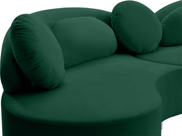 Vivacious Velvet / Engineered Wood / Metal / Foam Contemporary Green Velvet 3pc. Sectional (3 Boxes) - 169" W x 60" D x 30.5" H