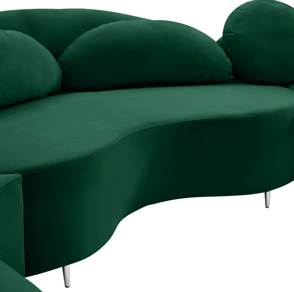 Vivacious Velvet / Engineered Wood / Metal / Foam Contemporary Green Velvet 3pc. Sectional (3 Boxes) - 169" W x 60" D x 30.5" H