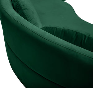 Vivacious Velvet / Engineered Wood / Metal / Foam Contemporary Green Velvet 3pc. Sectional (3 Boxes) - 169" W x 60" D x 30.5" H