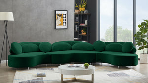 Vivacious Velvet / Engineered Wood / Metal / Foam Contemporary Green Velvet 3pc. Sectional (3 Boxes) - 169" W x 60" D x 30.5" H