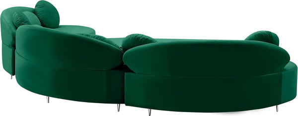Vivacious Velvet / Engineered Wood / Metal / Foam Contemporary Green Velvet 3pc. Sectional (3 Boxes) - 169" W x 60" D x 30.5" H