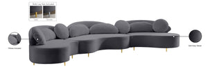 Vivacious Velvet / Engineered Wood / Metal / Foam Contemporary Grey Velvet 3pc. Sectional (3 Boxes) - 169" W x 60" D x 30.5" H