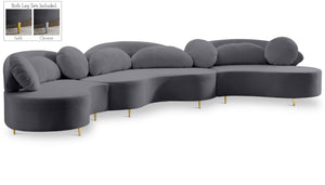 Vivacious Velvet / Engineered Wood / Metal / Foam Contemporary Grey Velvet 3pc. Sectional (3 Boxes) - 169" W x 60" D x 30.5" H