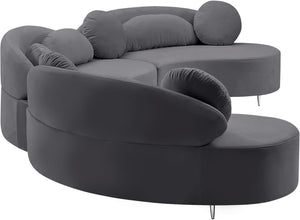 Vivacious Velvet / Engineered Wood / Metal / Foam Contemporary Grey Velvet 3pc. Sectional (3 Boxes) - 169" W x 60" D x 30.5" H