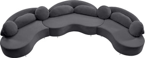Vivacious Velvet / Engineered Wood / Metal / Foam Contemporary Grey Velvet 3pc. Sectional (3 Boxes) - 169" W x 60" D x 30.5" H