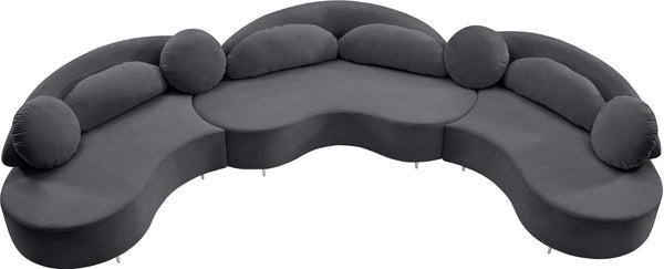Vivacious Velvet / Engineered Wood / Metal / Foam Contemporary Grey Velvet 3pc. Sectional (3 Boxes) - 169" W x 60" D x 30.5" H