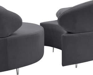 Vivacious Velvet / Engineered Wood / Metal / Foam Contemporary Grey Velvet 3pc. Sectional (3 Boxes) - 169" W x 60" D x 30.5" H