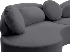 Vivacious Velvet / Engineered Wood / Metal / Foam Contemporary Grey Velvet 3pc. Sectional (3 Boxes) - 169" W x 60" D x 30.5" H