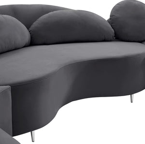 Vivacious Velvet / Engineered Wood / Metal / Foam Contemporary Grey Velvet 3pc. Sectional (3 Boxes) - 169" W x 60" D x 30.5" H