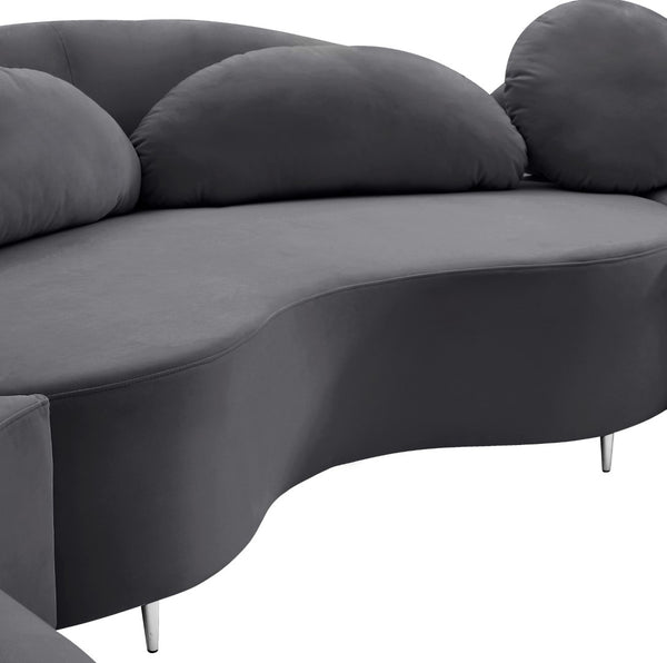 Vivacious Velvet / Engineered Wood / Metal / Foam Contemporary Grey Velvet 3pc. Sectional (3 Boxes) - 169" W x 60" D x 30.5" H