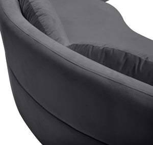 Vivacious Velvet / Engineered Wood / Metal / Foam Contemporary Grey Velvet 3pc. Sectional (3 Boxes) - 169" W x 60" D x 30.5" H