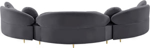 Vivacious Velvet / Engineered Wood / Metal / Foam Contemporary Grey Velvet 3pc. Sectional (3 Boxes) - 169" W x 60" D x 30.5" H
