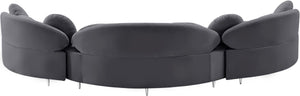 Vivacious Velvet / Engineered Wood / Metal / Foam Contemporary Grey Velvet 3pc. Sectional (3 Boxes) - 169" W x 60" D x 30.5" H