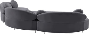 Vivacious Velvet / Engineered Wood / Metal / Foam Contemporary Grey Velvet 3pc. Sectional (3 Boxes) - 169" W x 60" D x 30.5" H