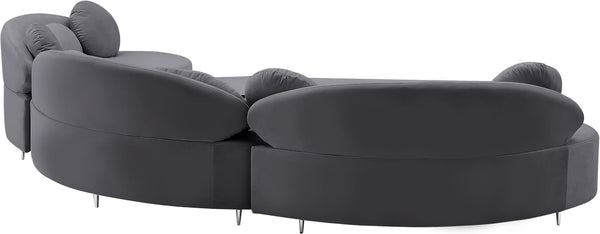 Vivacious Velvet / Engineered Wood / Metal / Foam Contemporary Grey Velvet 3pc. Sectional (3 Boxes) - 169" W x 60" D x 30.5" H