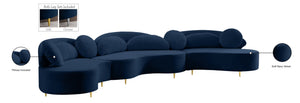 Vivacious Velvet / Engineered Wood / Metal / Foam Contemporary Navy Velvet 3pc. Sectional (3 Boxes) - 169" W x 60" D x 30.5" H