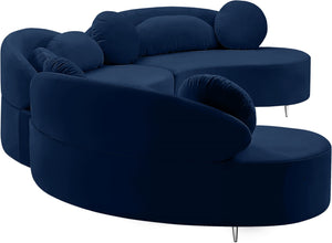 Vivacious Velvet / Engineered Wood / Metal / Foam Contemporary Navy Velvet 3pc. Sectional (3 Boxes) - 169" W x 60" D x 30.5" H