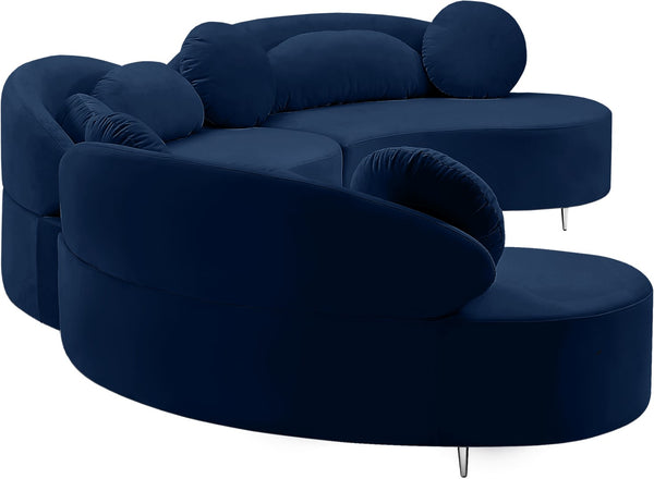 Vivacious Velvet / Engineered Wood / Metal / Foam Contemporary Navy Velvet 3pc. Sectional (3 Boxes) - 169" W x 60" D x 30.5" H