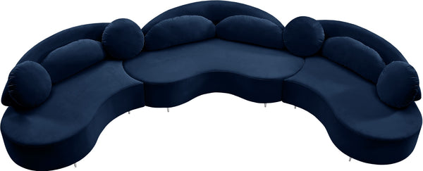 Vivacious Velvet / Engineered Wood / Metal / Foam Contemporary Navy Velvet 3pc. Sectional (3 Boxes) - 169" W x 60" D x 30.5" H