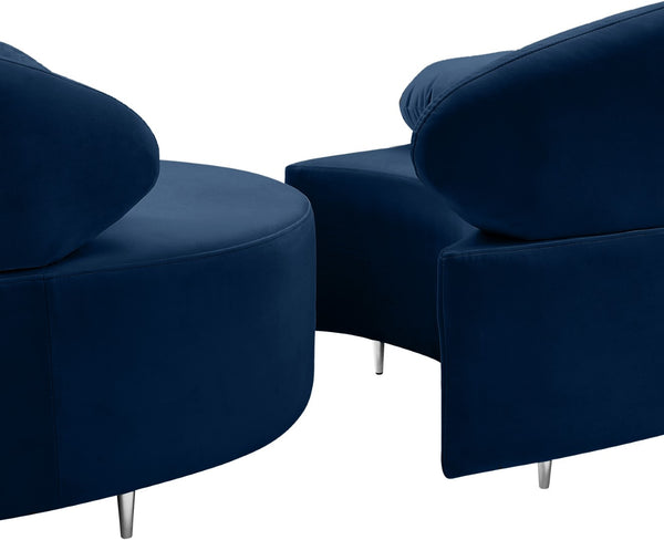 Vivacious Velvet / Engineered Wood / Metal / Foam Contemporary Navy Velvet 3pc. Sectional (3 Boxes) - 169" W x 60" D x 30.5" H