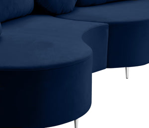Vivacious Velvet / Engineered Wood / Metal / Foam Contemporary Navy Velvet 3pc. Sectional (3 Boxes) - 169" W x 60" D x 30.5" H