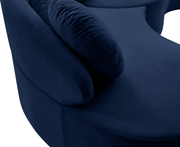 Vivacious Velvet / Engineered Wood / Metal / Foam Contemporary Navy Velvet 3pc. Sectional (3 Boxes) - 169" W x 60" D x 30.5" H