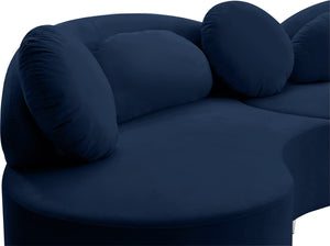 Vivacious Velvet / Engineered Wood / Metal / Foam Contemporary Navy Velvet 3pc. Sectional (3 Boxes) - 169" W x 60" D x 30.5" H