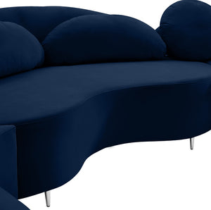 Vivacious Velvet / Engineered Wood / Metal / Foam Contemporary Navy Velvet 3pc. Sectional (3 Boxes) - 169" W x 60" D x 30.5" H