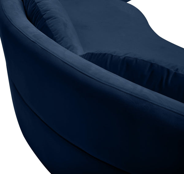 Vivacious Velvet / Engineered Wood / Metal / Foam Contemporary Navy Velvet 3pc. Sectional (3 Boxes) - 169" W x 60" D x 30.5" H
