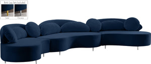 Vivacious Velvet / Engineered Wood / Metal / Foam Contemporary Navy Velvet 3pc. Sectional (3 Boxes) - 169" W x 60" D x 30.5" H