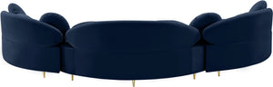 Vivacious Velvet / Engineered Wood / Metal / Foam Contemporary Navy Velvet 3pc. Sectional (3 Boxes) - 169" W x 60" D x 30.5" H