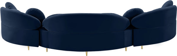 Vivacious Velvet / Engineered Wood / Metal / Foam Contemporary Navy Velvet 3pc. Sectional (3 Boxes) - 169" W x 60" D x 30.5" H