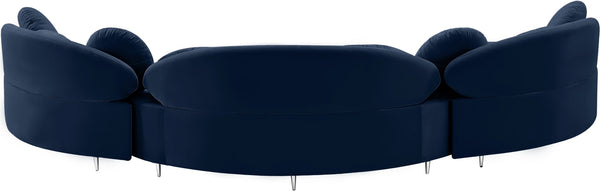 Vivacious Velvet / Engineered Wood / Metal / Foam Contemporary Navy Velvet 3pc. Sectional (3 Boxes) - 169" W x 60" D x 30.5" H