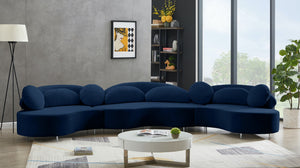 Vivacious Velvet / Engineered Wood / Metal / Foam Contemporary Navy Velvet 3pc. Sectional (3 Boxes) - 169" W x 60" D x 30.5" H