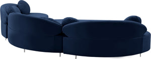 Vivacious Velvet / Engineered Wood / Metal / Foam Contemporary Navy Velvet 3pc. Sectional (3 Boxes) - 169" W x 60" D x 30.5" H