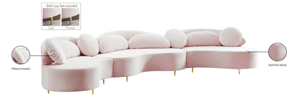 Vivacious Velvet / Engineered Wood / Metal / Foam Contemporary Pink Velvet 3pc. Sectional (3 Boxes) - 169" W x 60" D x 30.5" H