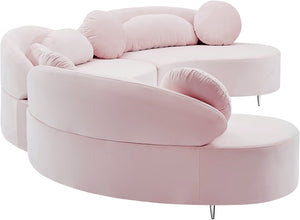 Vivacious Velvet / Engineered Wood / Metal / Foam Contemporary Pink Velvet 3pc. Sectional (3 Boxes) - 169" W x 60" D x 30.5" H