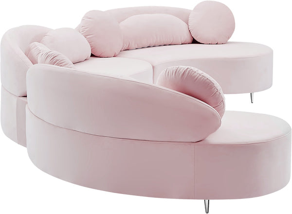Vivacious Velvet / Engineered Wood / Metal / Foam Contemporary Pink Velvet 3pc. Sectional (3 Boxes) - 169" W x 60" D x 30.5" H