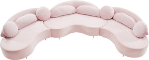 Vivacious Velvet / Engineered Wood / Metal / Foam Contemporary Pink Velvet 3pc. Sectional (3 Boxes) - 169" W x 60" D x 30.5" H