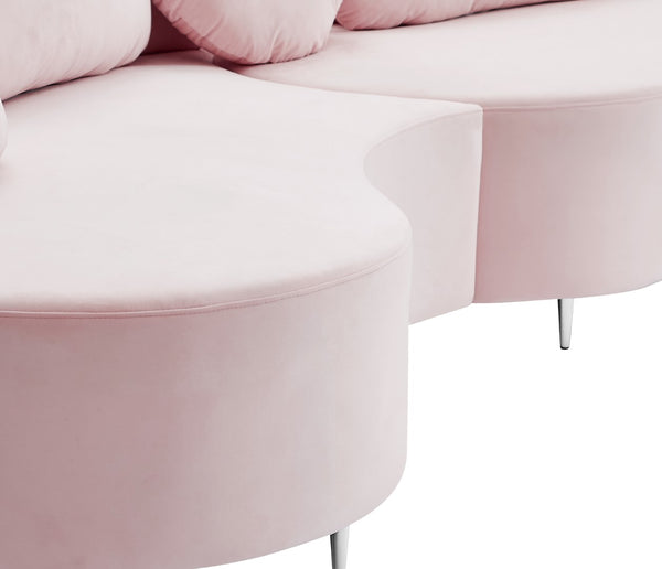 Vivacious Velvet / Engineered Wood / Metal / Foam Contemporary Pink Velvet 3pc. Sectional (3 Boxes) - 169" W x 60" D x 30.5" H