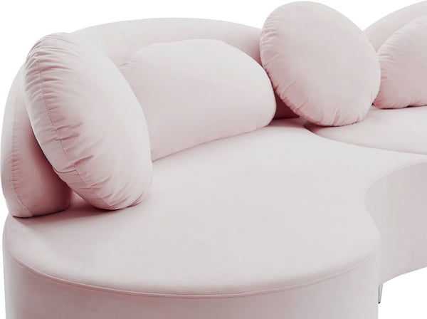 Vivacious Velvet / Engineered Wood / Metal / Foam Contemporary Pink Velvet 3pc. Sectional (3 Boxes) - 169" W x 60" D x 30.5" H