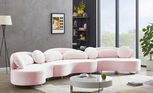 Vivacious Velvet / Engineered Wood / Metal / Foam Contemporary Pink Velvet 3pc. Sectional (3 Boxes) - 169" W x 60" D x 30.5" H