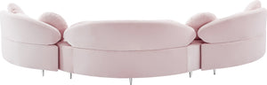 Vivacious Velvet / Engineered Wood / Metal / Foam Contemporary Pink Velvet 3pc. Sectional (3 Boxes) - 169" W x 60" D x 30.5" H