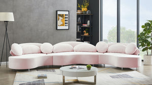 Vivacious Velvet / Engineered Wood / Metal / Foam Contemporary Pink Velvet 3pc. Sectional (3 Boxes) - 169" W x 60" D x 30.5" H
