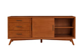 Alpine Furniture Flynn Large TV Console, Acorn 966-10 Acorn Mahogany Solids & Okoume Veneer 64 x 19 x 27